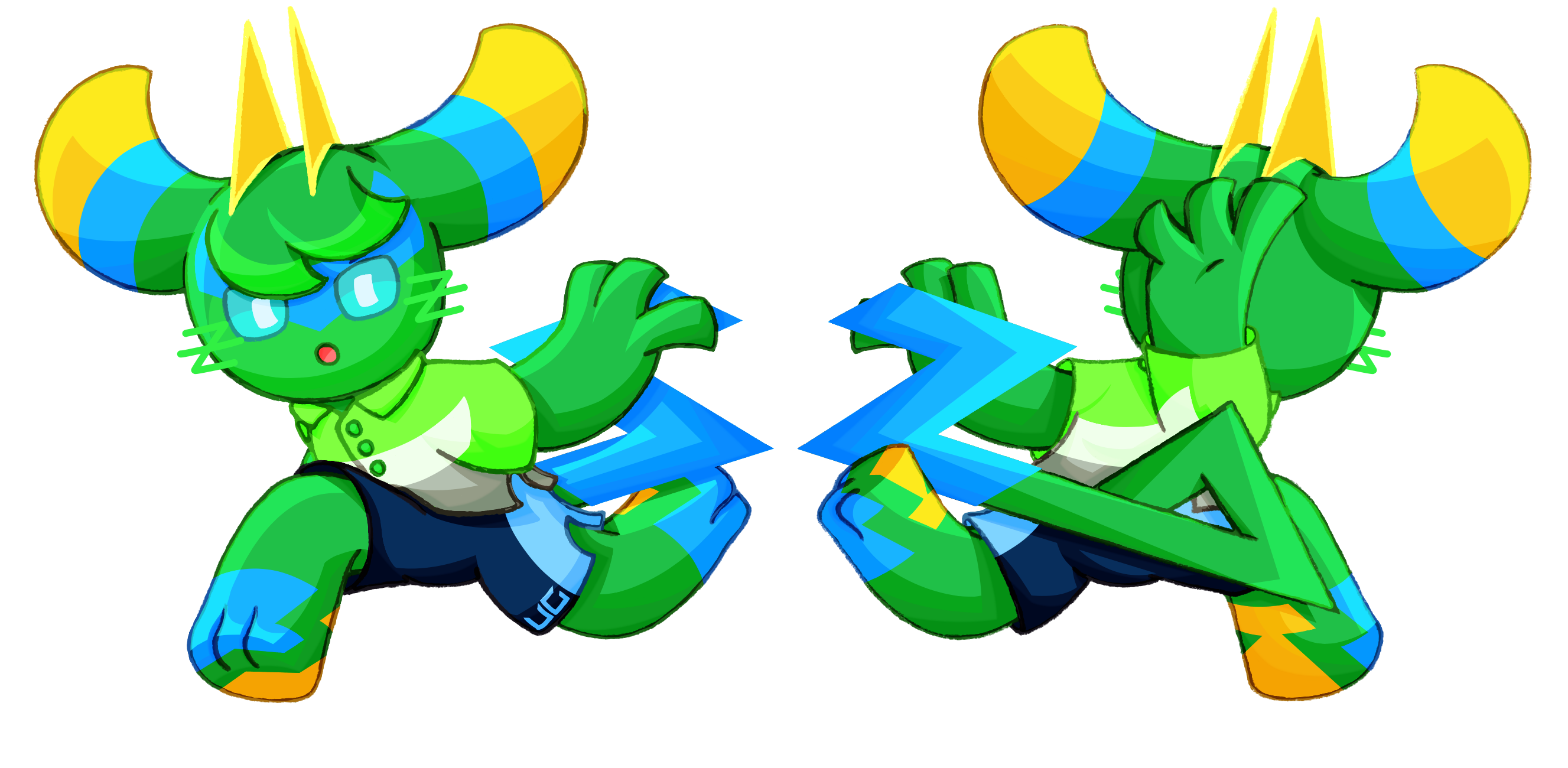 這張圖可能包含一隻草綠色的外星人