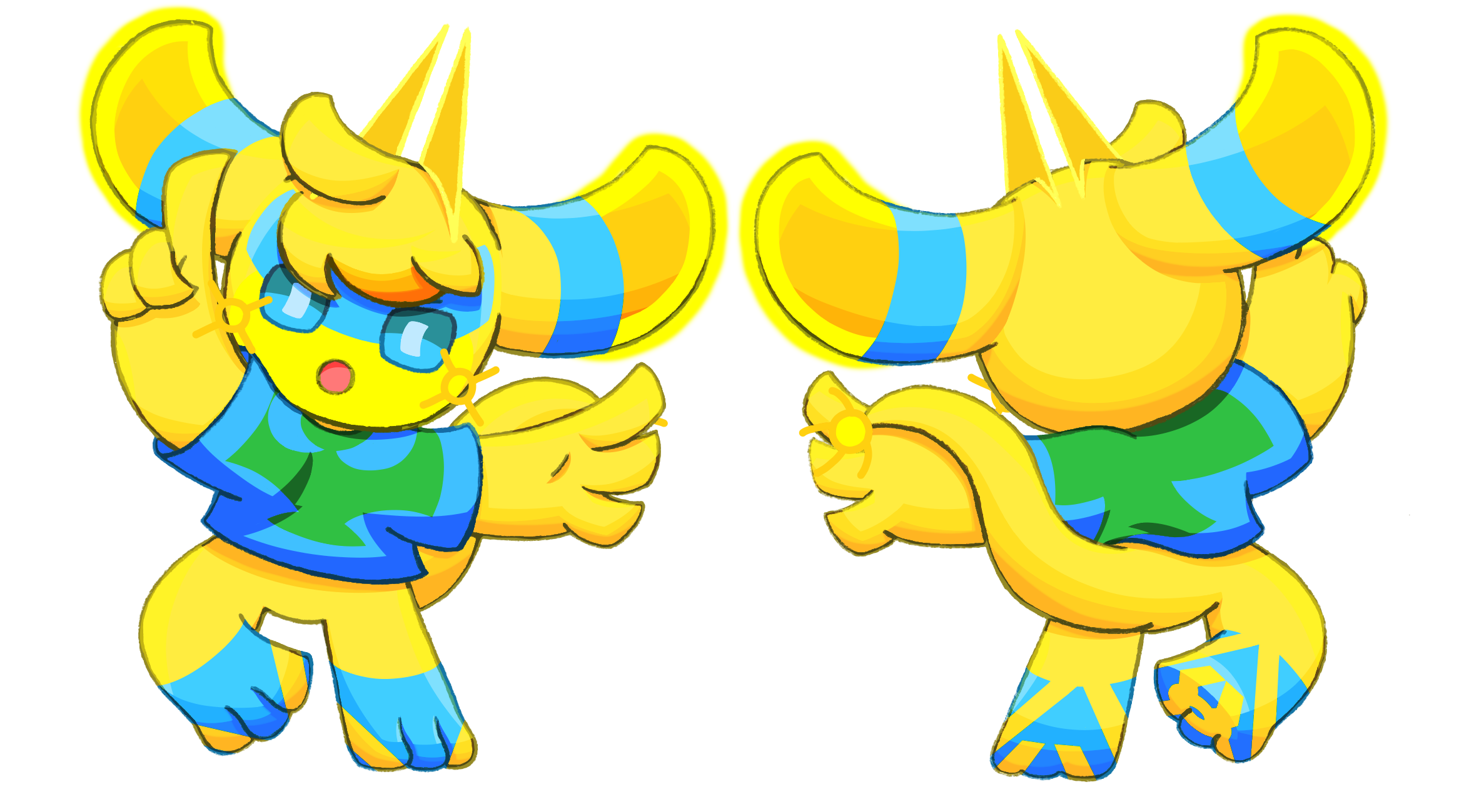 這張圖可能包含一隻亮黃色的外星人