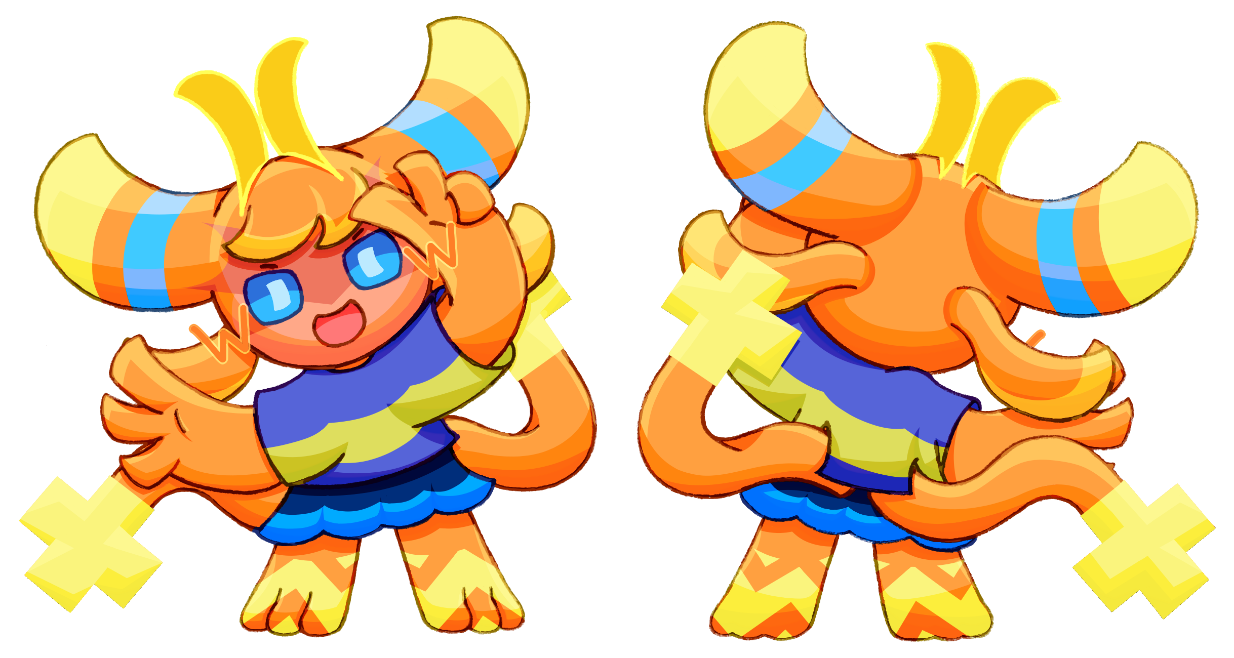 這張圖可能包含一隻粉橘色的外星人