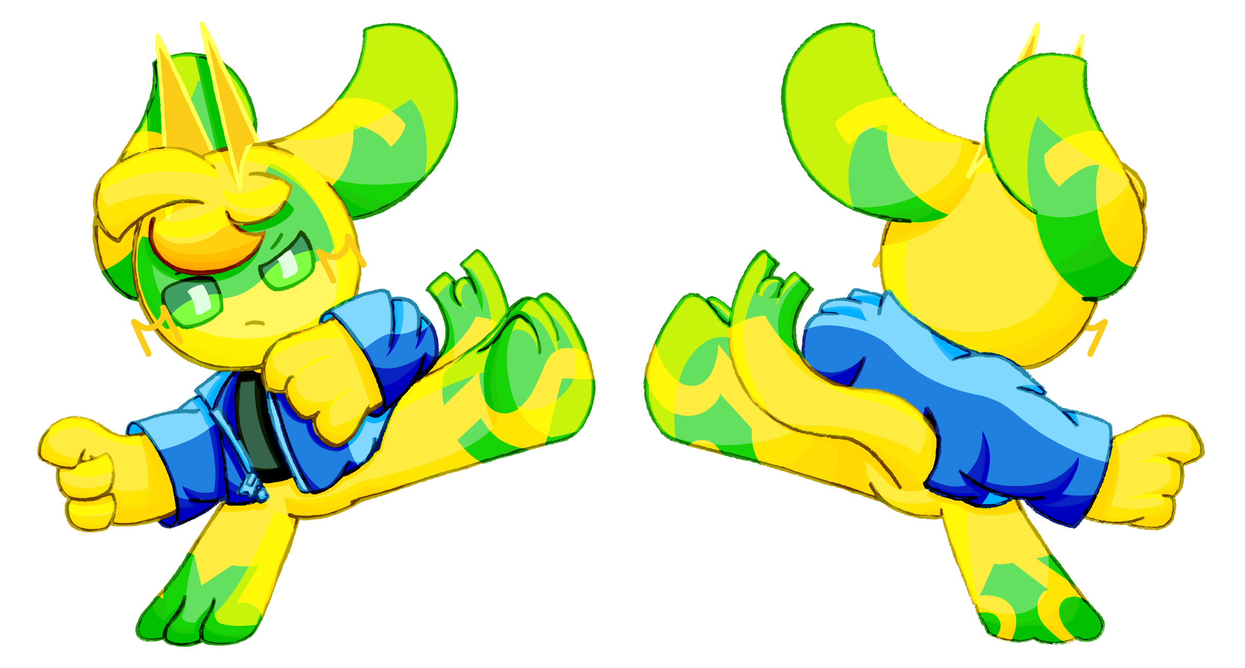 這張圖可能包含另一隻亮黃色的外星人