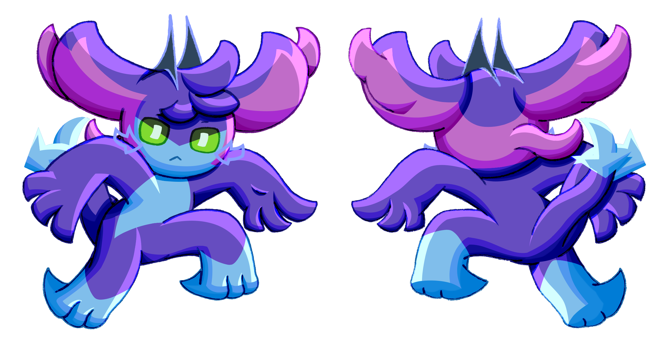 這張圖可能包含一隻紫色的外星人